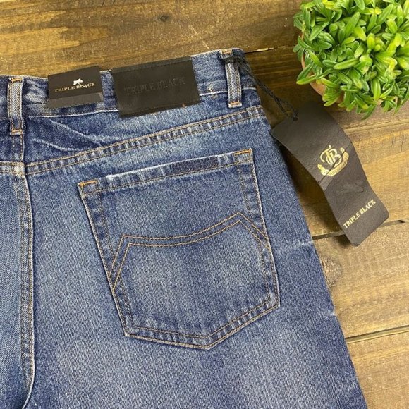 BRAND NEW - Triple Black Medium Wash Men's Denim Jeans Straight Fit Sz. 32/33 - Picture 6 of 8